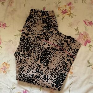 J. Crew Black and Tan Patterned Wide Legged Pants